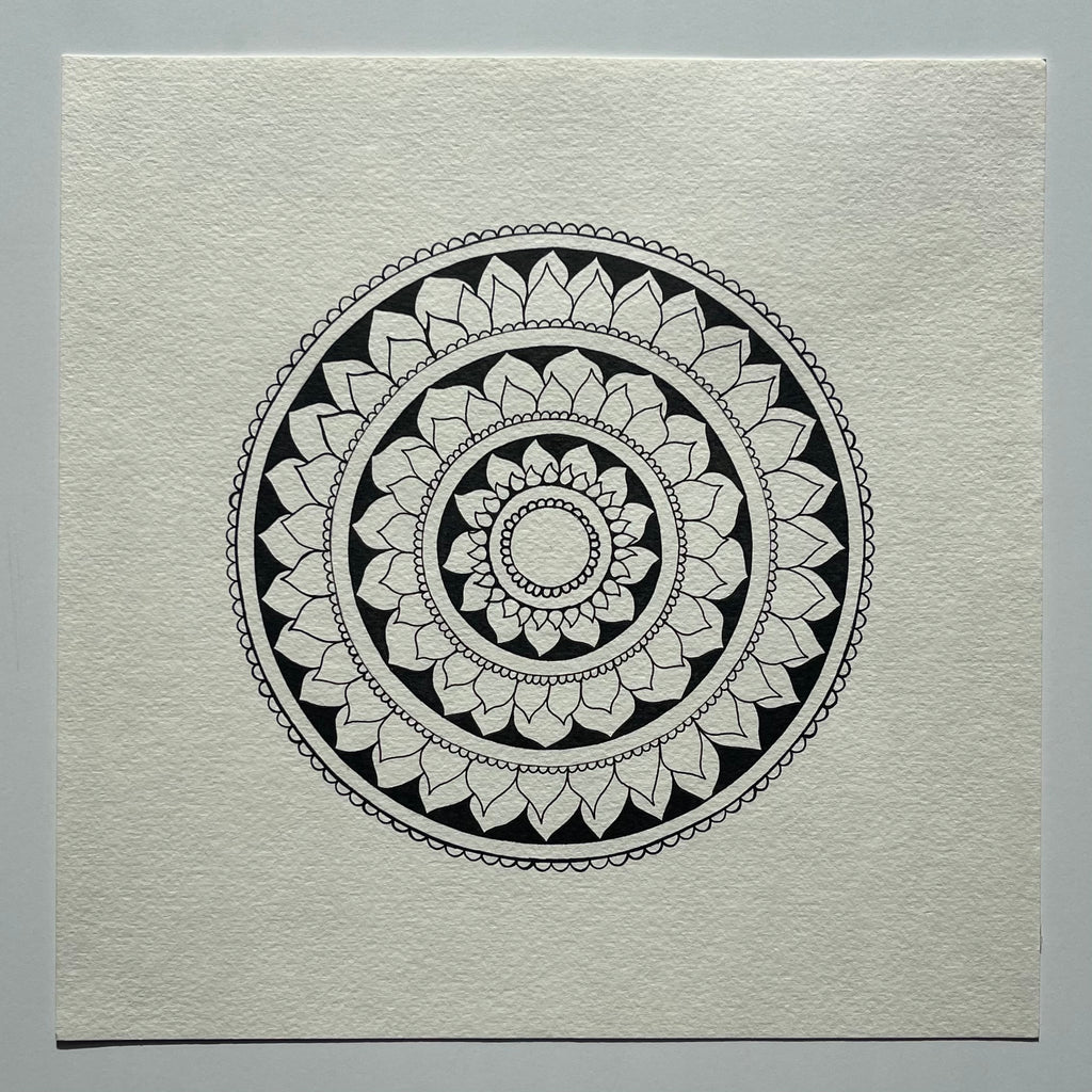 Black + White Mandala 7| 12”x12”