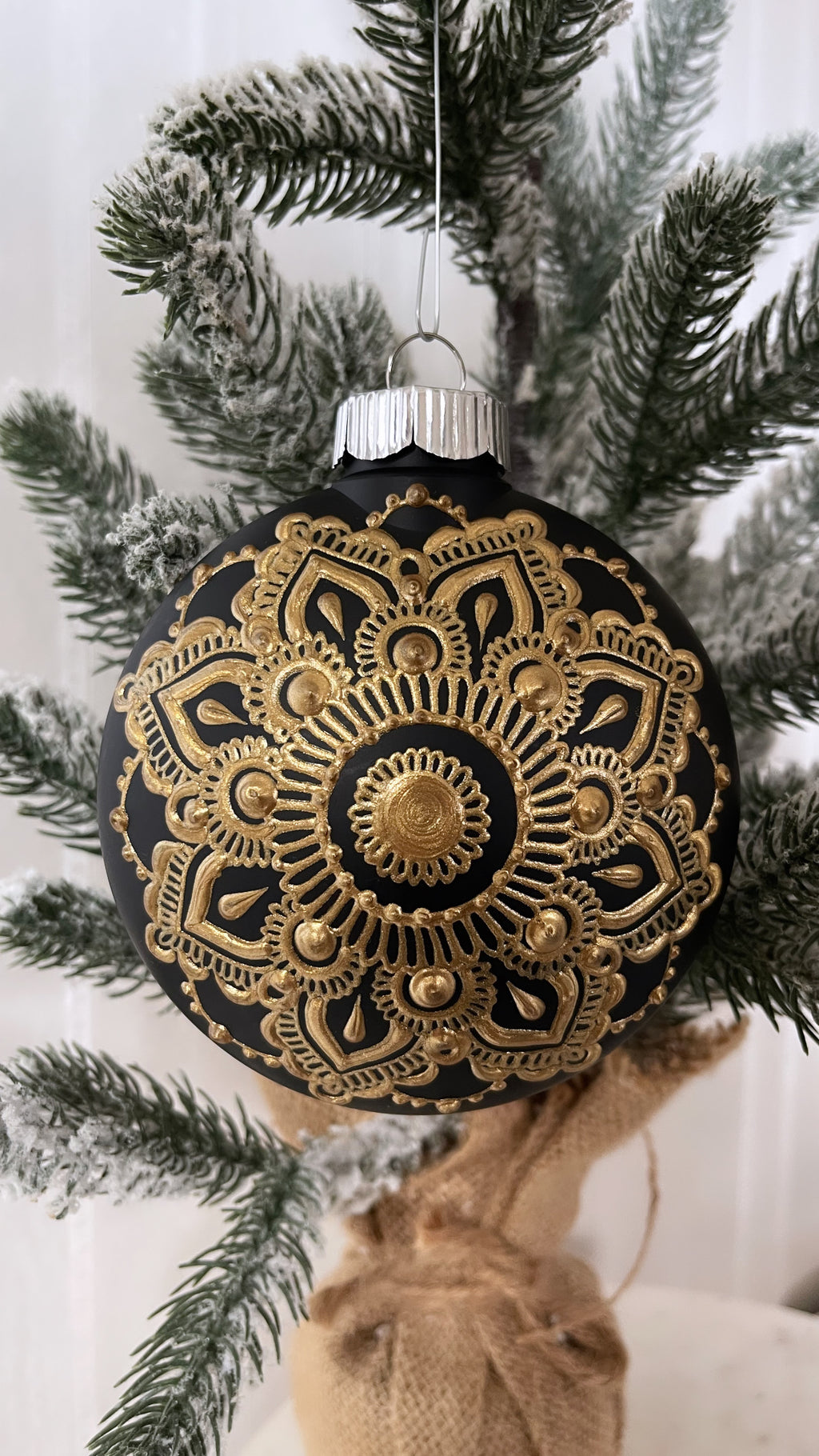 Plastic Black  Chalkboard 4” Mandala Ornament